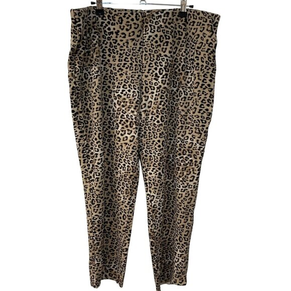 Chicos Crop Pants Sz 3 US 16 Animal Print Cotton Stretch Slimming Elastic - Picture 1 of 6